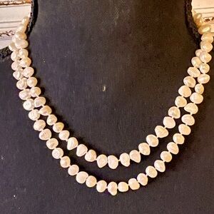 Elegant Iridescent Cream 36 inch Pullover Freshwater Pearl Necklace Knotted Silk